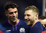 Adam Hastings and Finn Russell playing for Scotland