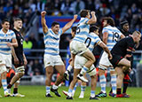 Argentina players celebrate victory over England during 2022 Autumn Internationals