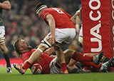 Tomas Francis scores a try for Wales v South Africa
