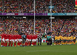 Wales and Australia line up at the 2019 Rugby World Cup