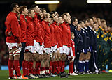 Wales and South Africa line up for the anthems