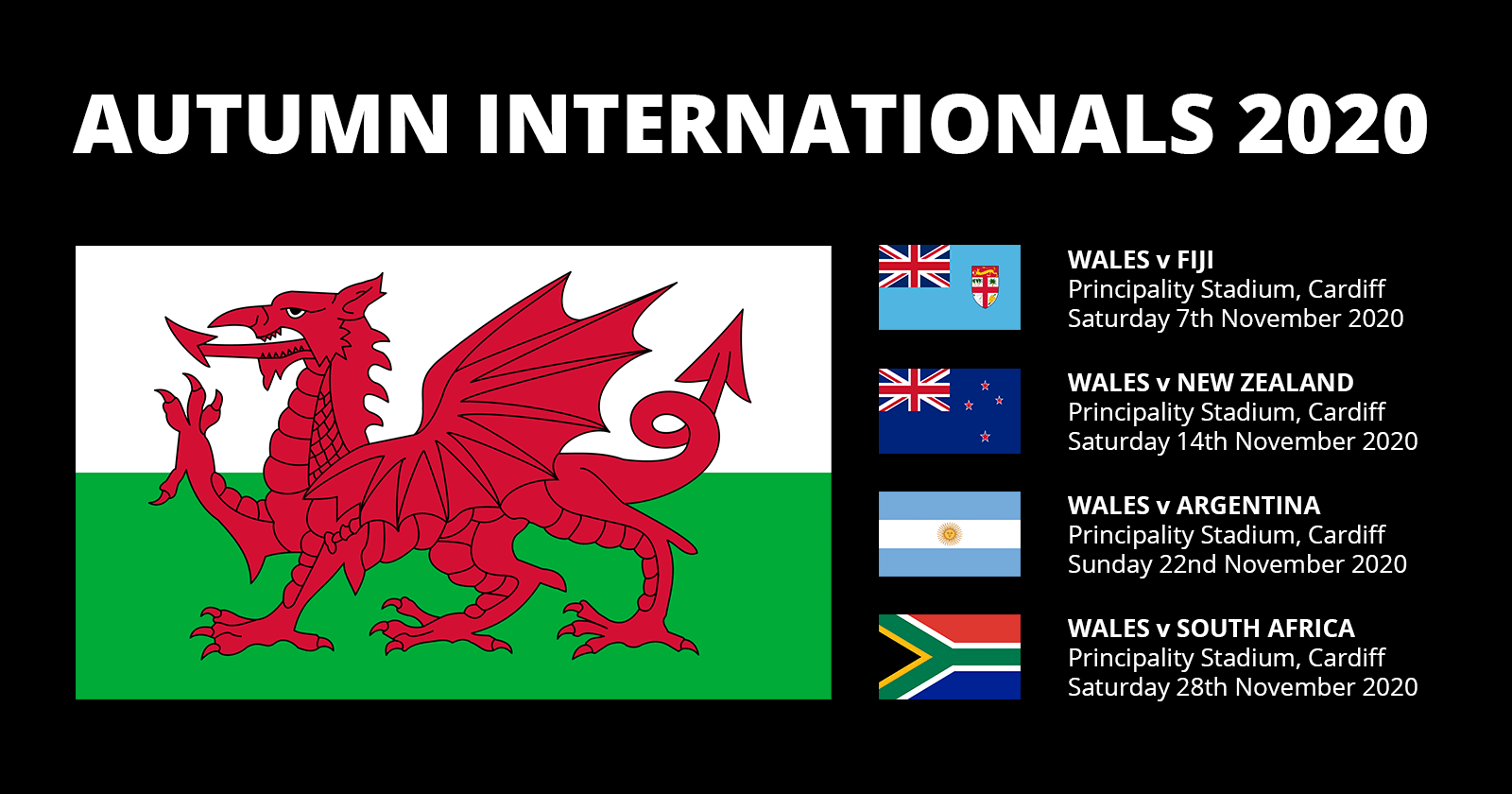 Wales Autumn Internationals 2020 Rugby Fixtures