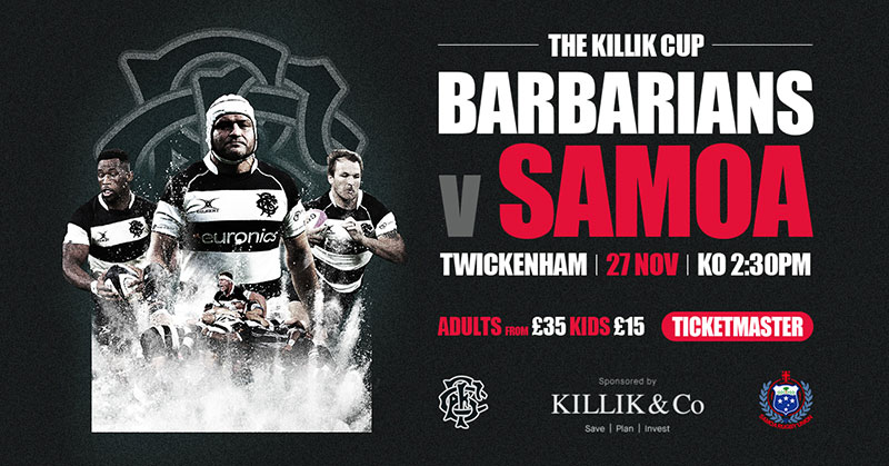 Barbarians v Samoa Autumn International Rugby Advert