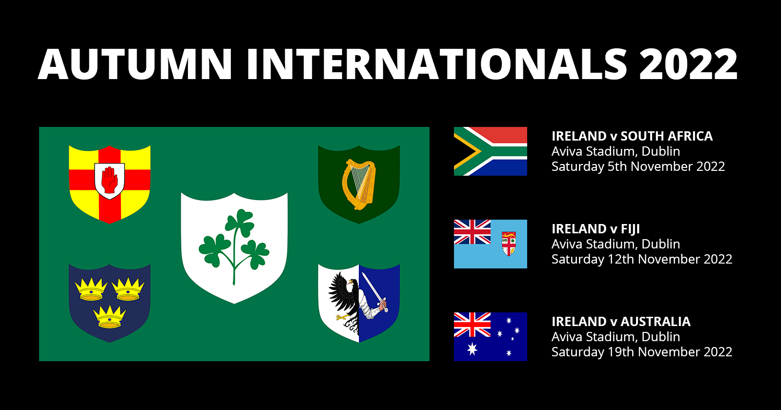 Ireland Autumn Internationals 2022 Rugby Fixtures
