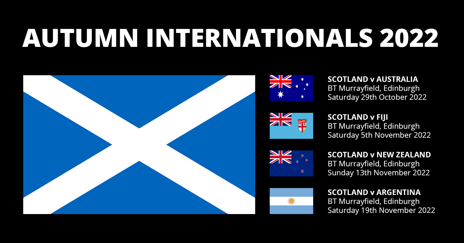 Scotland Autumn Internationals 2022 Rugby Fixtures
