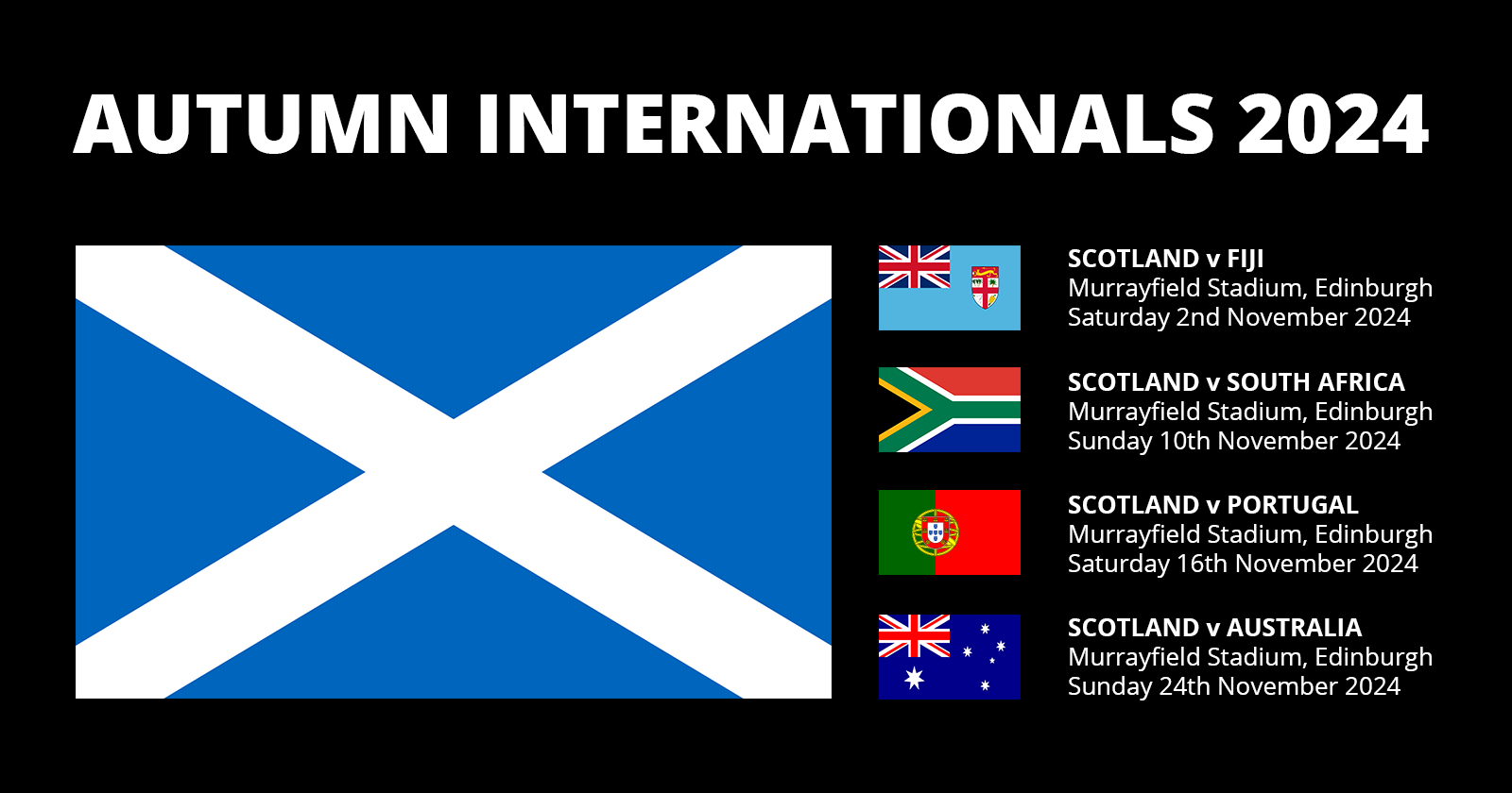 Scotland Autumn Rugby Internationals 2024 Dates Tessy Germaine
