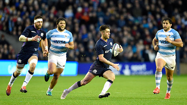 Adam Hastings in action for Scotland v Argentina