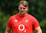 Alex Dombrandt during an England training session