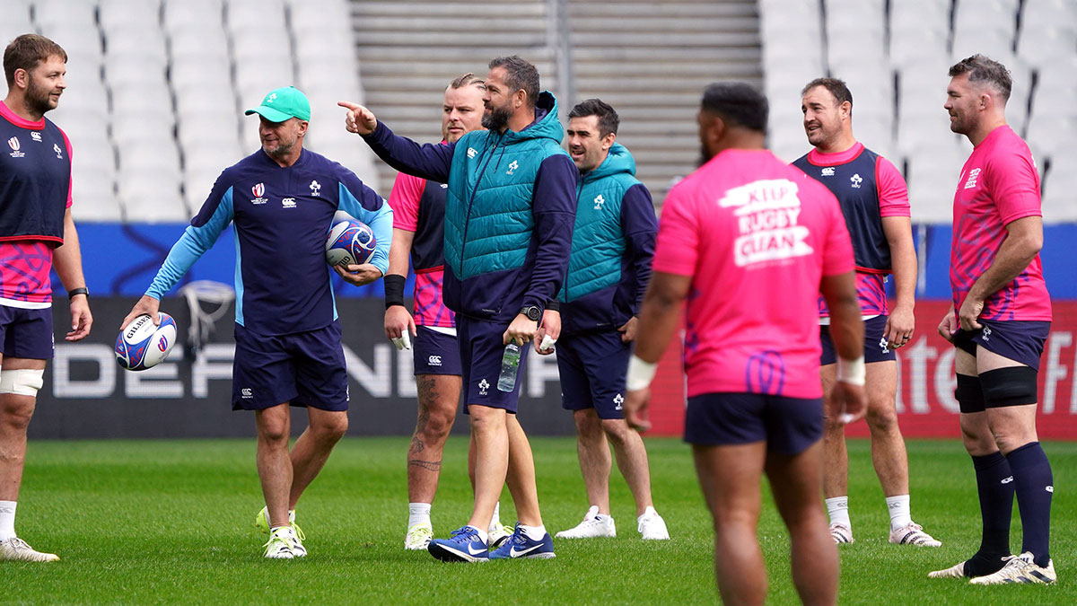 Andy Farrell at Ireland training session before South Africa match at 2023 Rugby World Cup