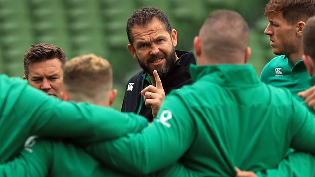 Andy Farrell talks to Ireland players ahead of 2021 summer international agianst Japan