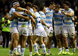 Argentina players celebrate after beating Scotland during 2025 Autumn Internationals