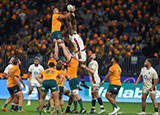 Australia and England contest a lineout during 1st Test of 2022 summer tour