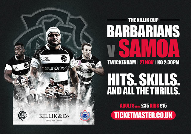 Barbarians v Samoa Twickenham 27 Nov 2021 The Killik Cup