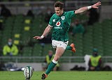 Billy Burns kicks for Ireland v Wales in 2020 Autumn Nations Cup