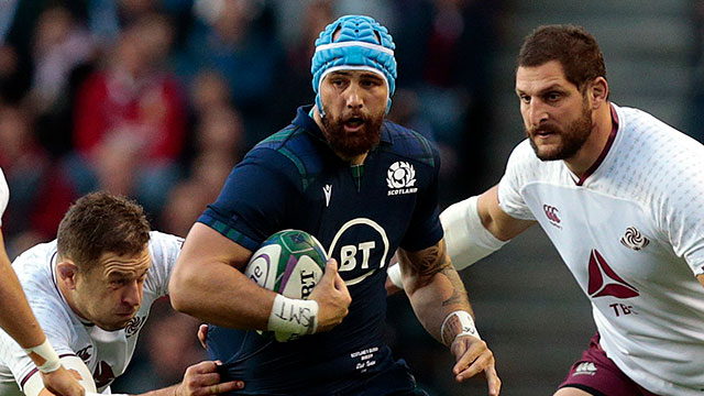 Blade Thomson in action for Scotland v Georgia in a World Cup warm up at Murrayfield