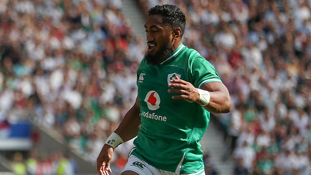 Bundee Aki in action for Ireland against England in World Cup warm up match at Twickenham