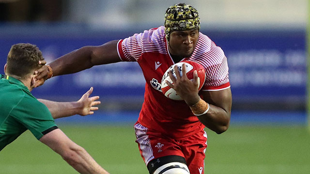 Christ Tshiunza in action for Wales U20 v Ireland U20