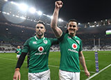 Conor Murray and Johnny Sexton after France v Ireland match in 2018 Six Nations
