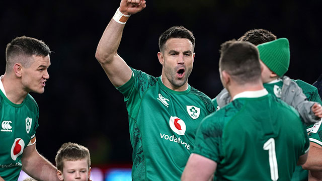 Conor Murray celebrates Ireland's victory over Scotland in 2022 Six Nations