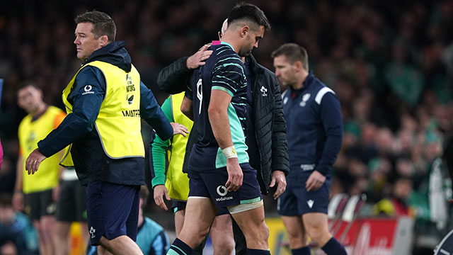 Conor Murray leaves the field injured during Ireland v South Africa match in 2022 Autumn Internationals