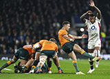 Courtney Lawes charges down Nic White in 2021 Autumn Internationals