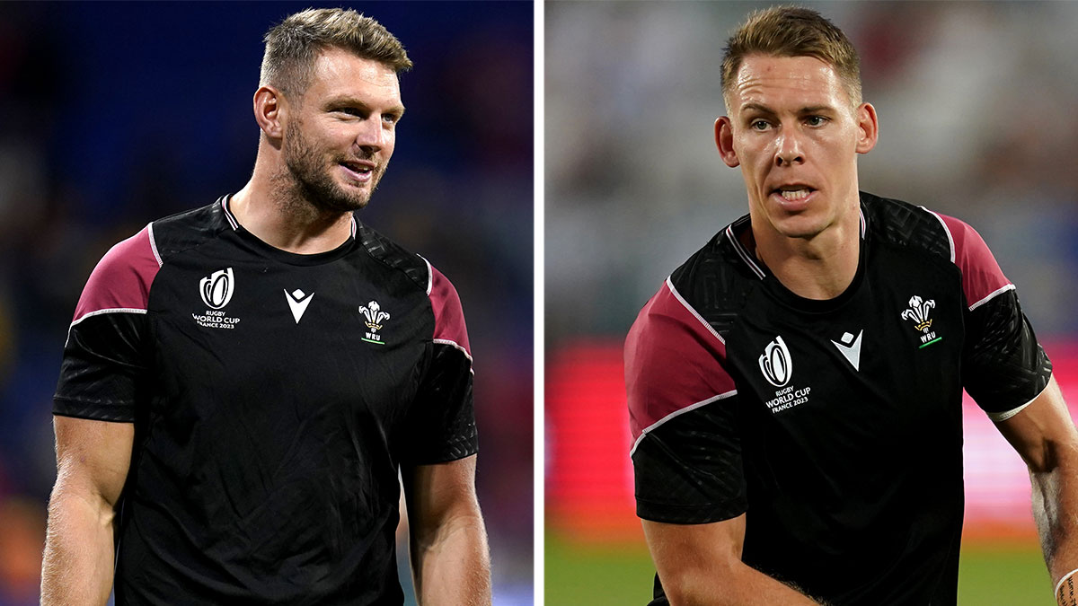 Dan Biggar and Liam Williams during Wales training at 2023 Rugby World Cup