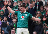 Dan Sheehan celebrates scoring a try for Ireland v Scotland during 2026 Six Nations