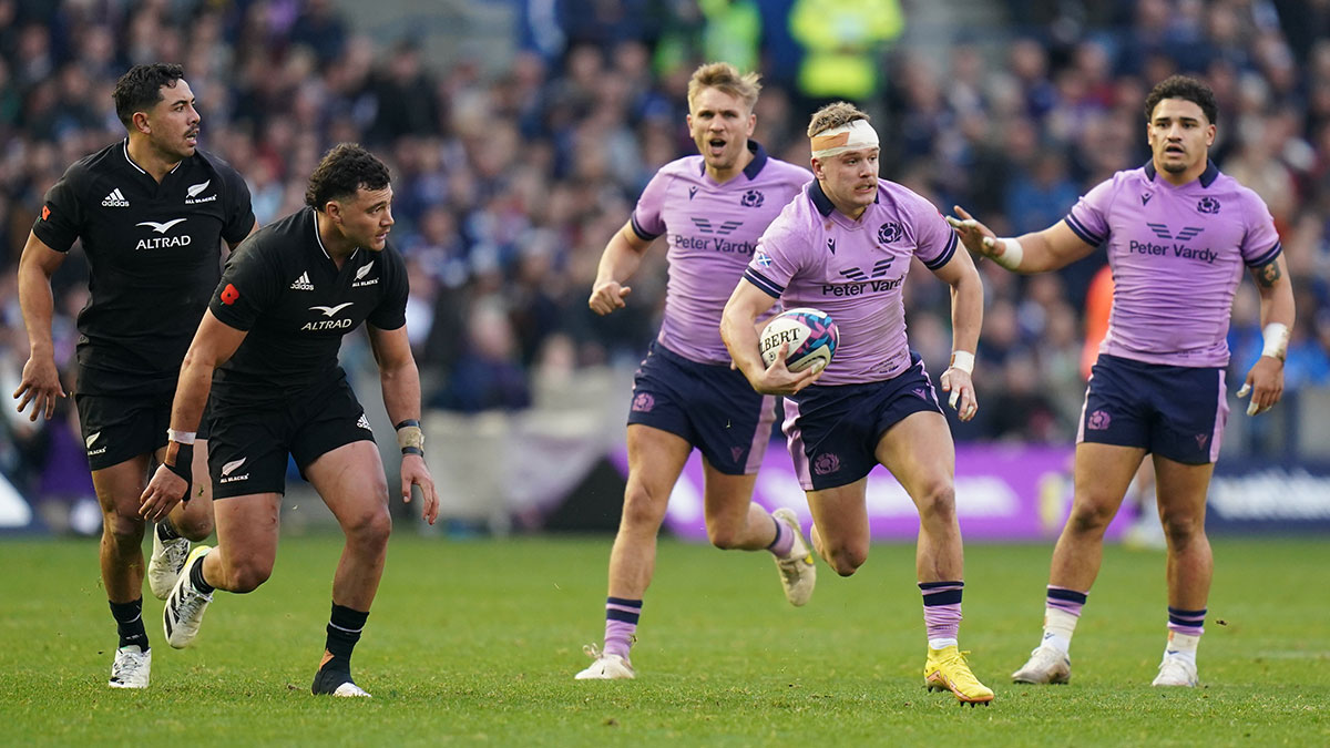 Darcy Graham in action for Scotland v New Zealand during 2022 Autumn Internationals