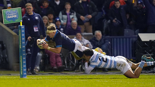 Darcy Graham scores a try for Scotland v Argentina during 2022 Autumn Internationals