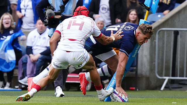 Duhan van der Merwe scores a try for Scotland v Georgia during 2023 summer internationals