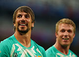 Eben Etzebeth and Pieter Steph du Toit after South Africa v Scotland match at 2023 Rugby World Cup