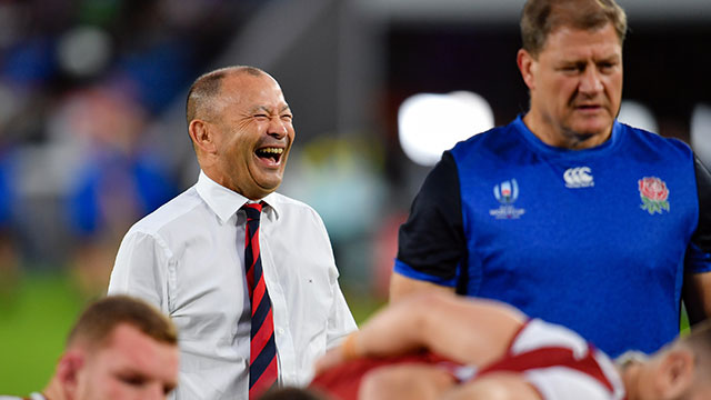 Eddie Jones and Neal Hatley before England v New Zealand World Cup semi final