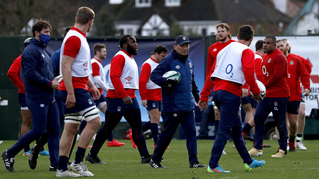 Eddie Jones conducts an England training session during 2021 Six Nations campaign