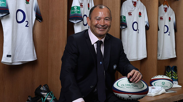 Eddie Jones poses at senior squad announcement