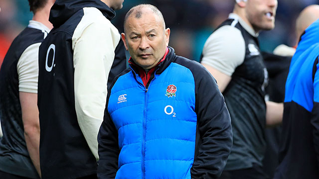 Eddie Jones with England players during 2019 Six Nations