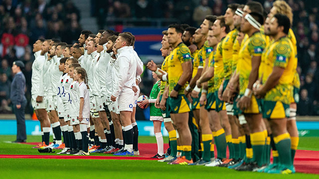 England and Australia line up at Twickenham during 2018 autumn internationals