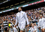 England and Barbarians players walk out of tunnel ahead of match