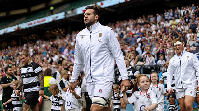England and Barbarians players walk out of tunnel ahead of match