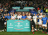 England celebrate after beating Samoa