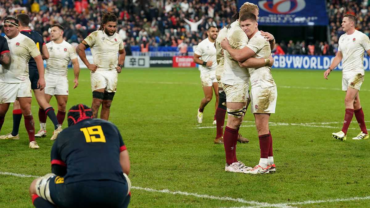 England players after victory over Argentina in Bronze Final of 2023 Rugby World Cup