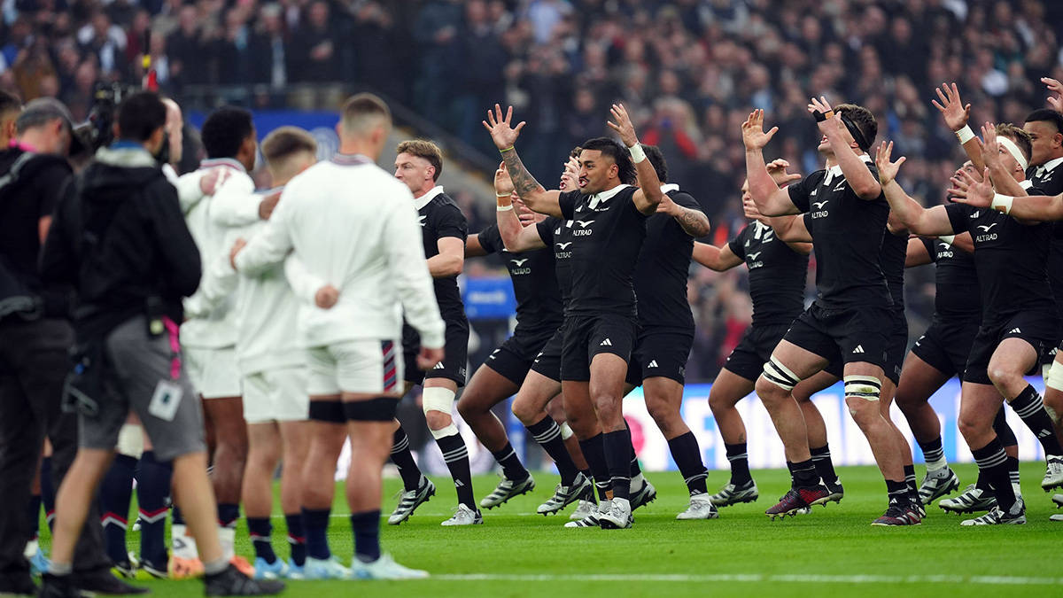 England players face All Blacks Haka during 2024 Autumn Internationals