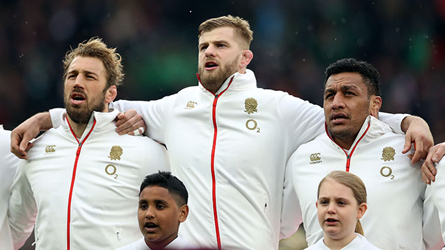 England players line up for the anthems