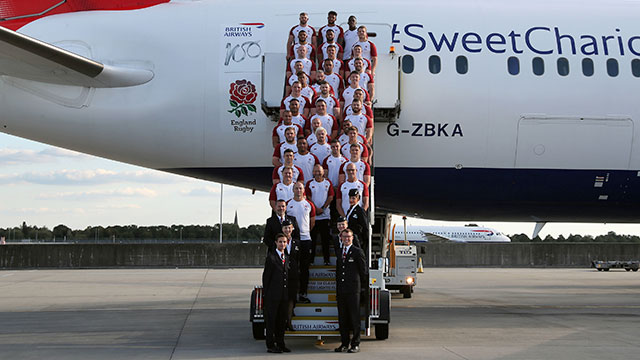 England squad board the plane to Japan