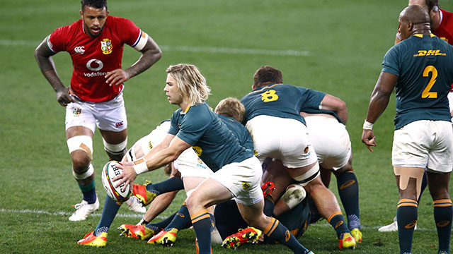 Faf de Klerk releases the ball during the South Africa v Lions second Test