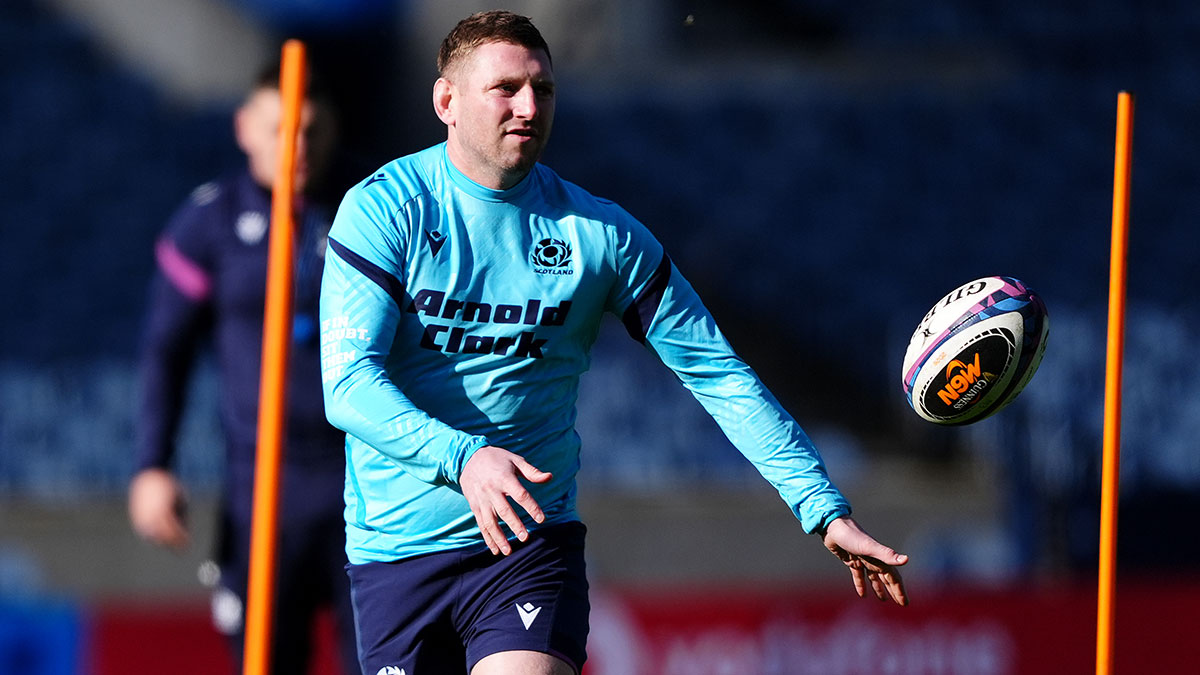 Finn Russell at Scotland training session during 2026 Six Nations