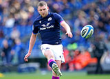 Finn Russell kicks a conversion for Scotland against Italy in 2022 Six Nations
