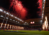Fireworks at the Principality Stadium before Wales v France match in 2022 Six Nations