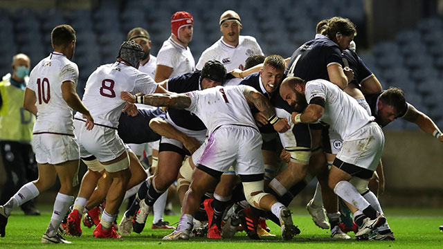 Fraser Brown scores Scotland's second try against Georgia in 2020 autumn international