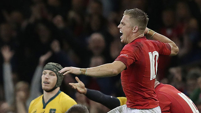 Gareth Anscombe celebrates after Wales beat Australia