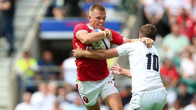 Gareth Anscombe in action for Wales against England during World Cup warm-up
